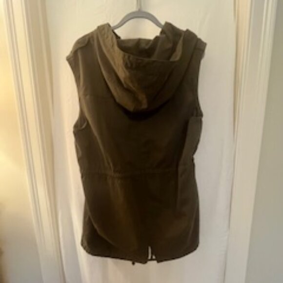 The Kooples Vest with hood -Green/Brown (army green) Heavy 100% cotton- Large - Picture 3 of 8